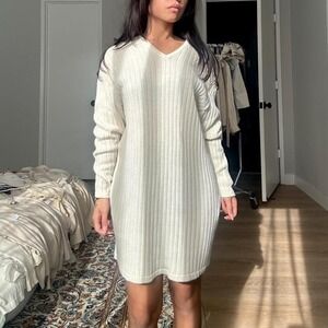 Soft white ribbed knit sweater dress #minimalist #coquette Size 38